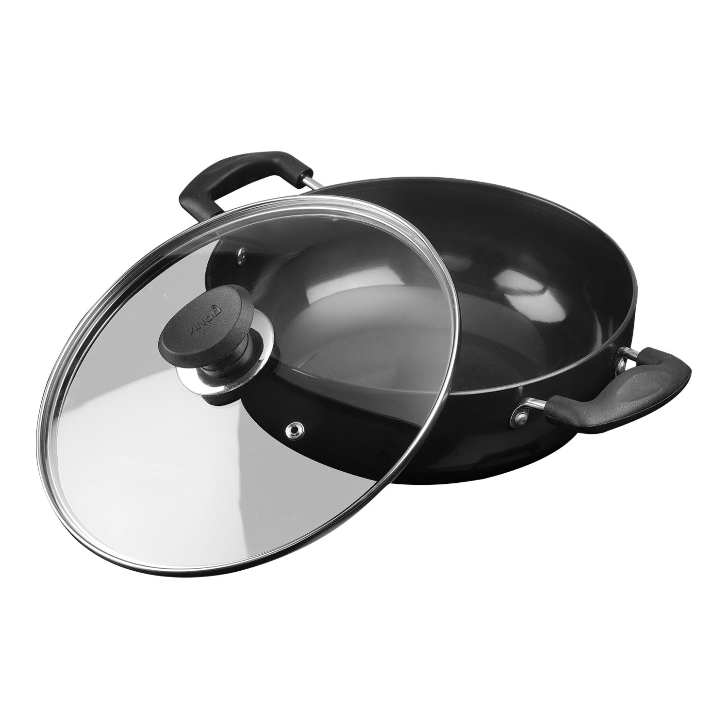 Vinod Hard Anodised Deep Kadai with Lid