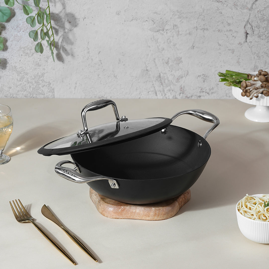 Vinod Ferona Cast Iron Kadai with Lid