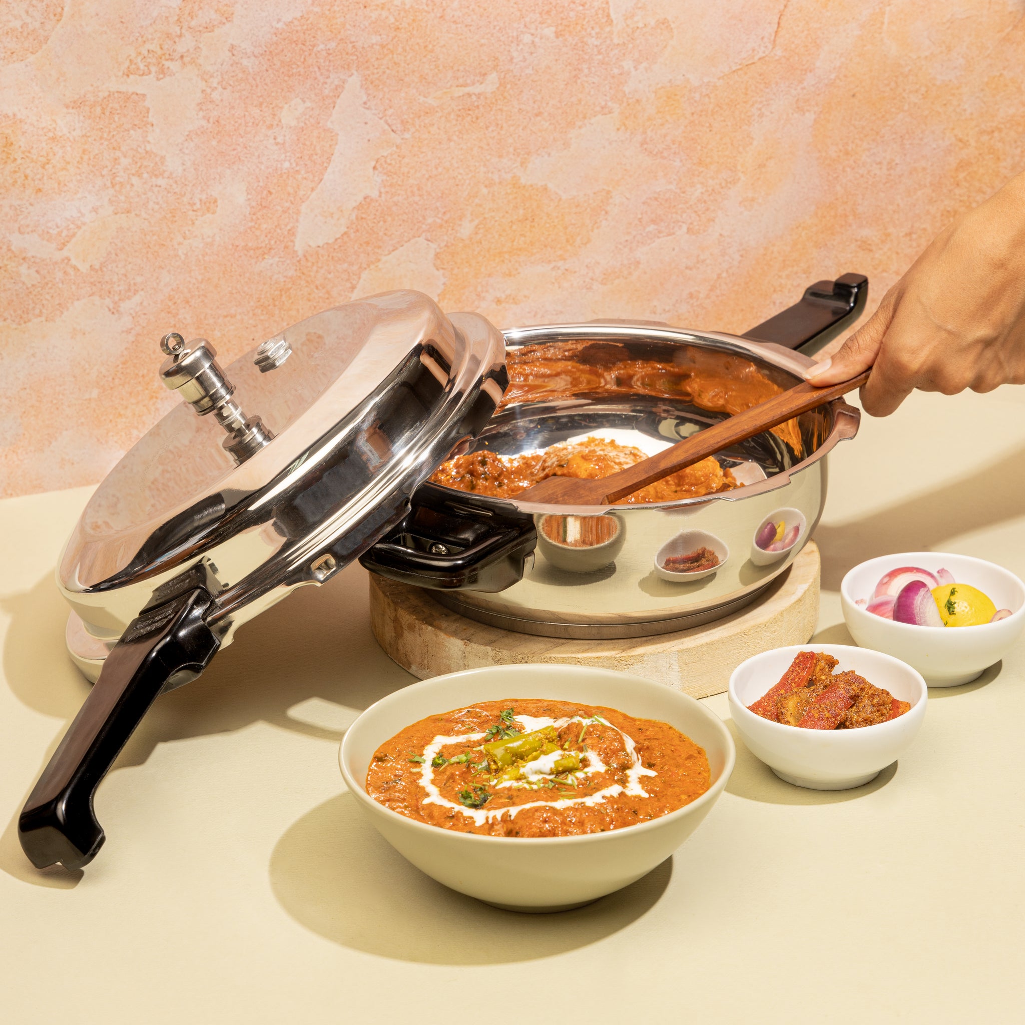 Vinod Stainless Steel Deep Pan Pressure Cooker with Lid (Induction Friendly)