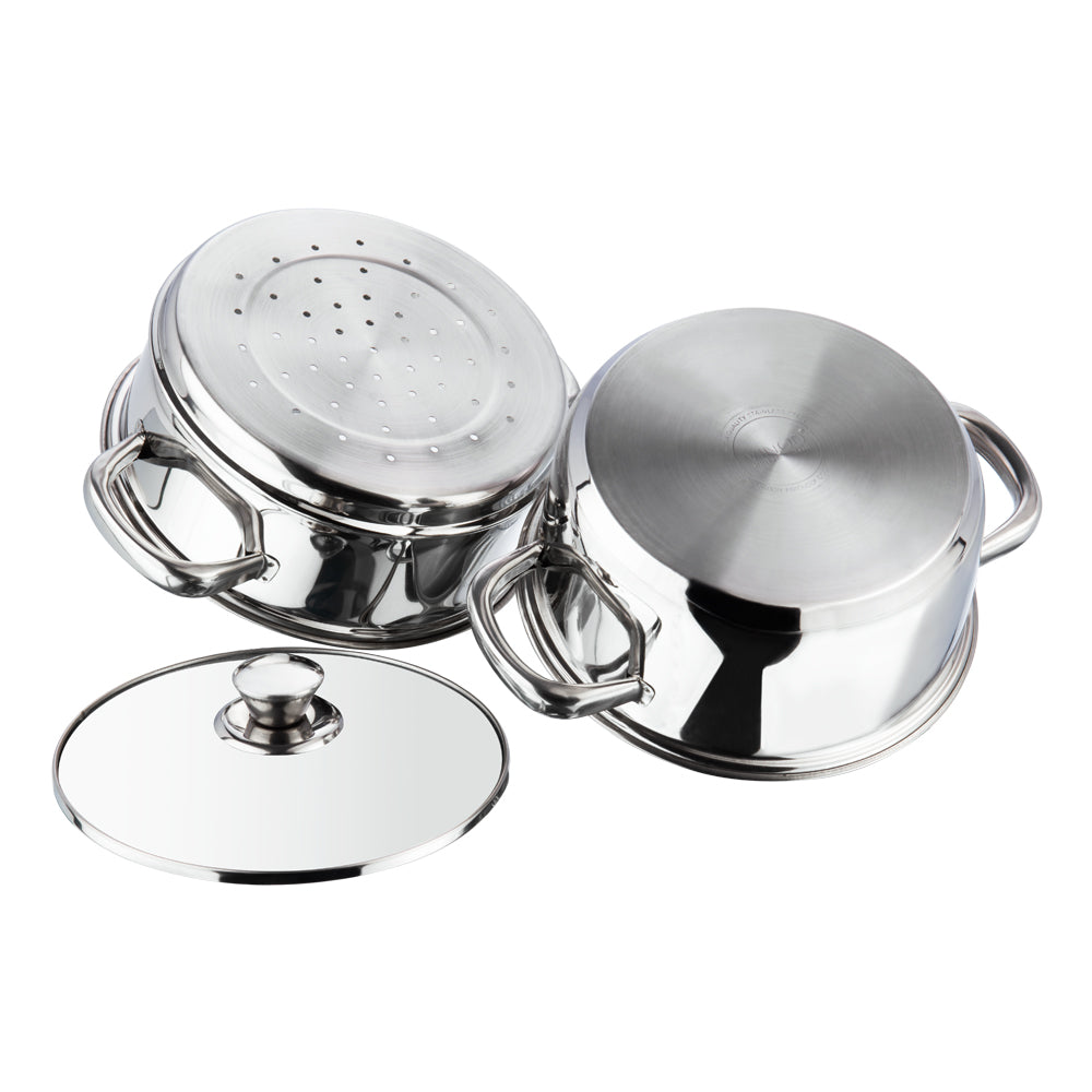 Vinod Stainless Steel 2 Tier Steamer with Lid (Induction Friendly)