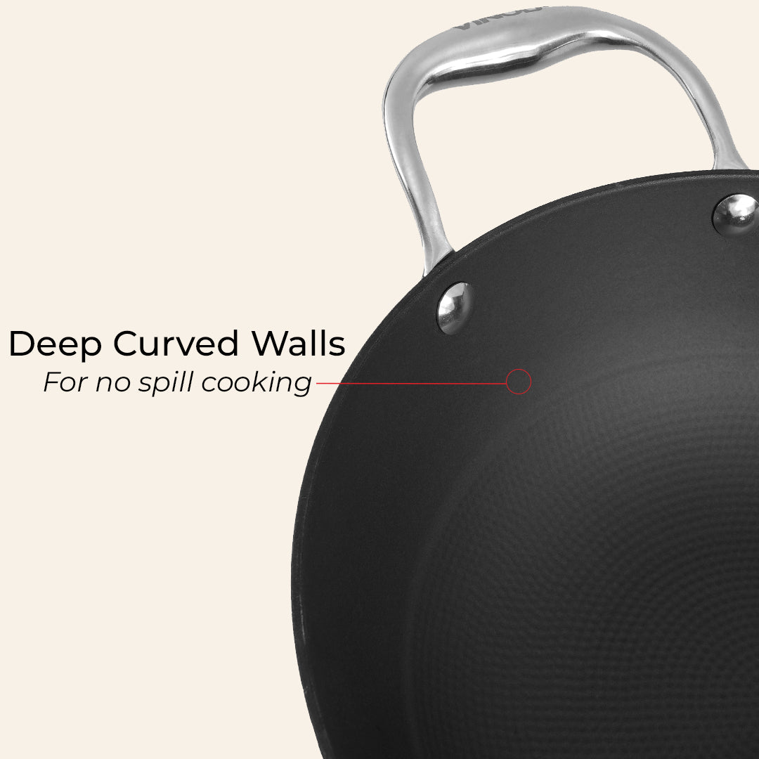 Vinod Ferona Cast Iron Kadai with Lid