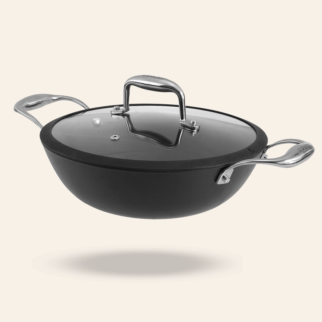 Vinod Ferona Cast Iron Kadai with Lid