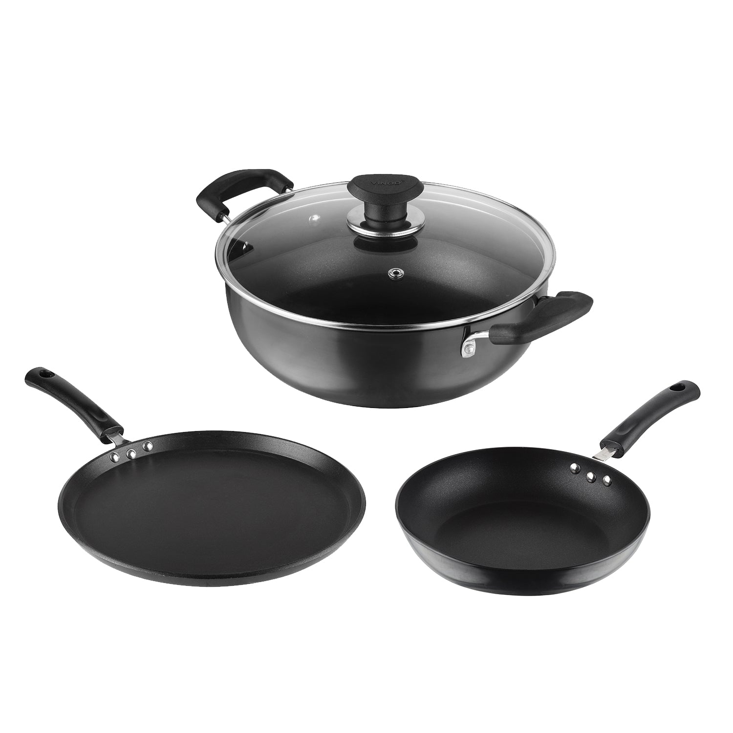 Vinod Hanos Non Stick Combo Set - 3 pc (Induction Friendly)