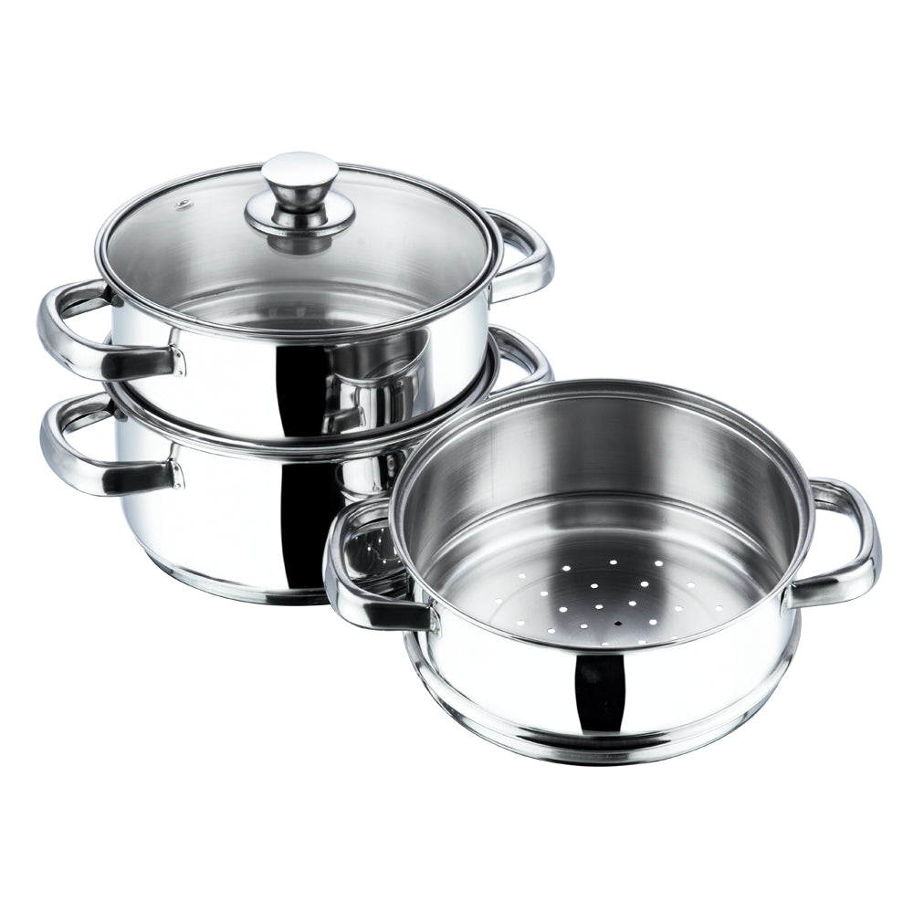 Vinod Stainless Steel 3 Tier Steamer Set (Induction Friendly)