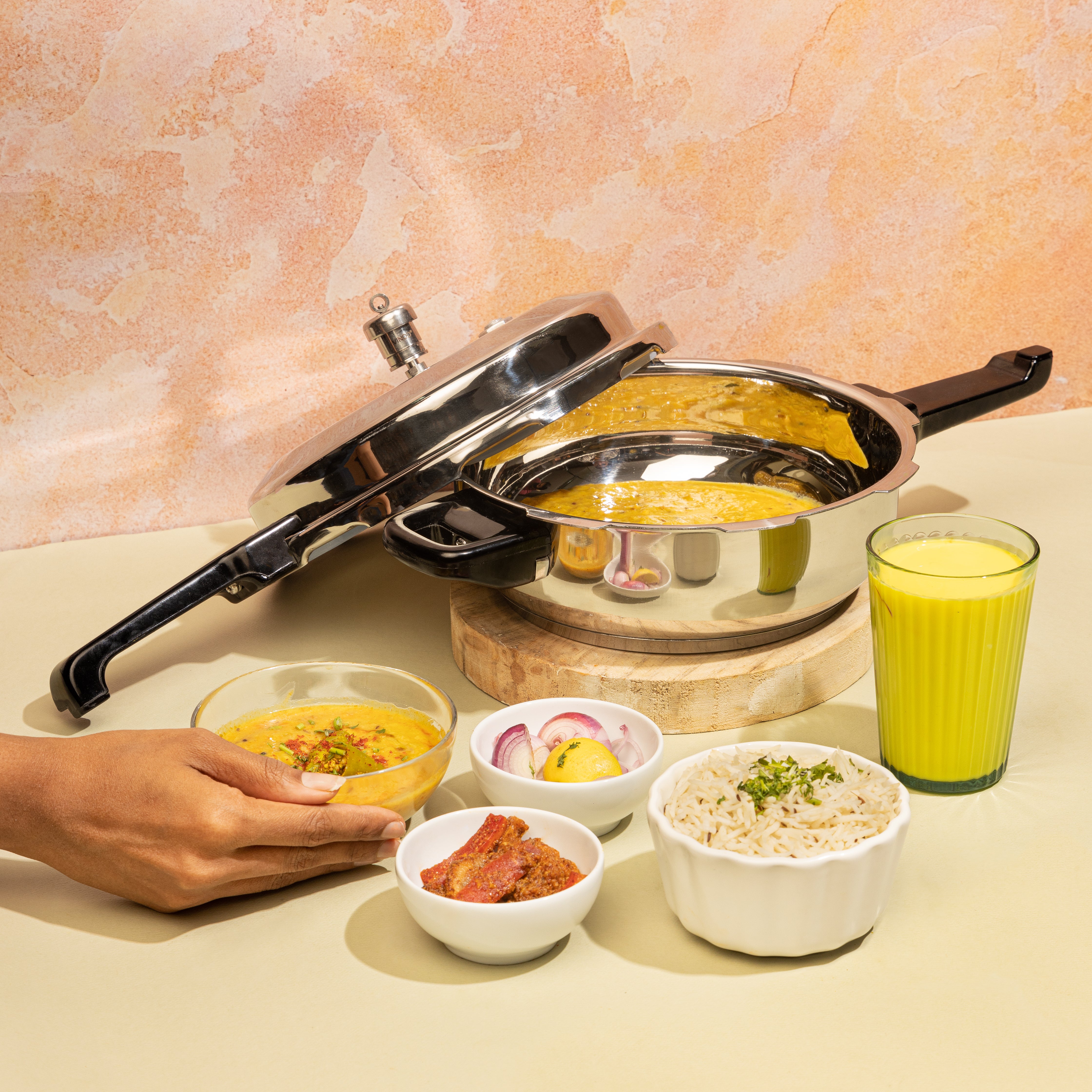 Vinod Stainless Steel Deep Pan Pressure Cooker with Lid (Induction Friendly)