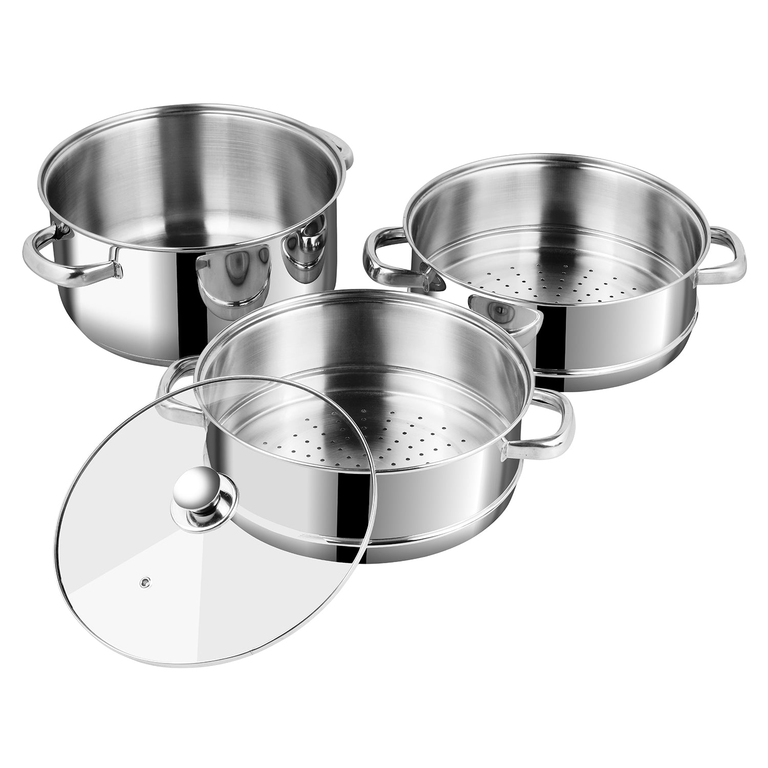 Vinod Stainless Steel 3 Tier Steamer Set (Induction Friendly)