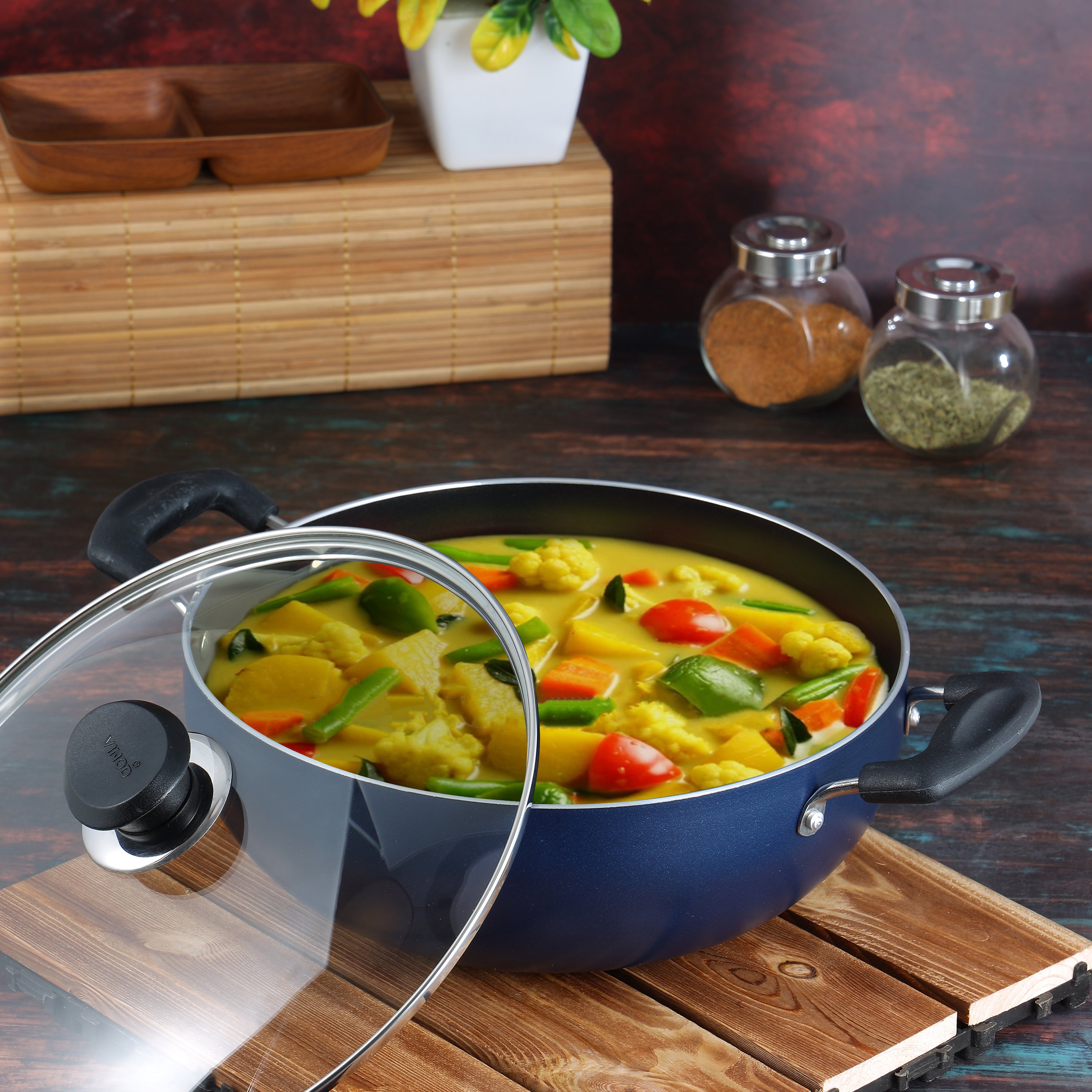 Vinod Zest Non-Stick Deep Kadai with Lid
